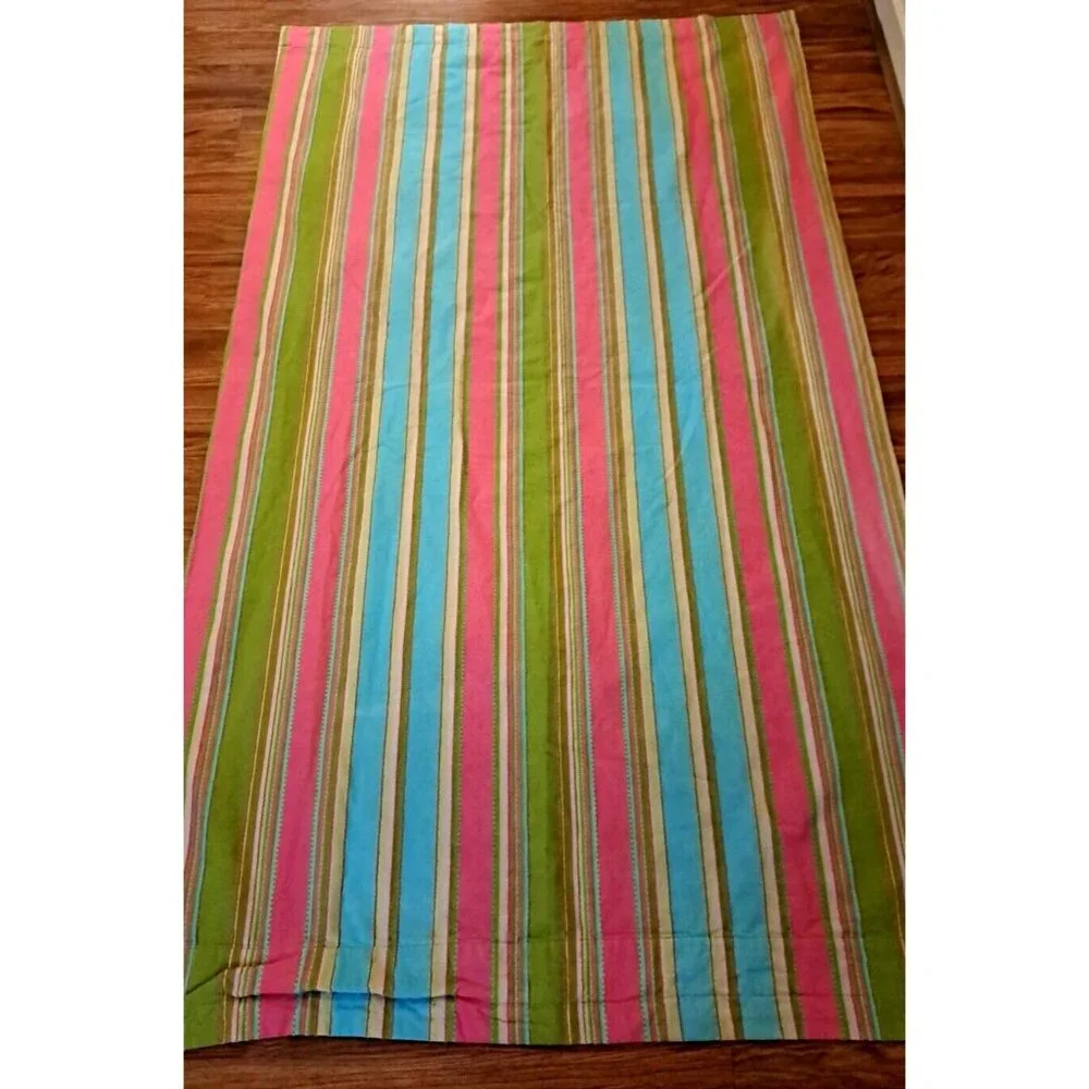 Pine Cone Hill Curtain Panel Striped Pink Green Blue Textured Bedroom 49x83